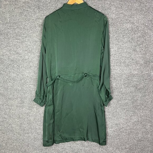 NEW $460 TOTÊME Murau Belted Dress‎ Emerald Green Sz Large Ling Sleeve Classic - Picture 3 of 10